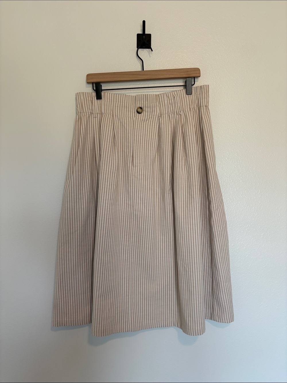 Anthropologie Cream Pinstriped Midi Skirt - Picture 3 of 9